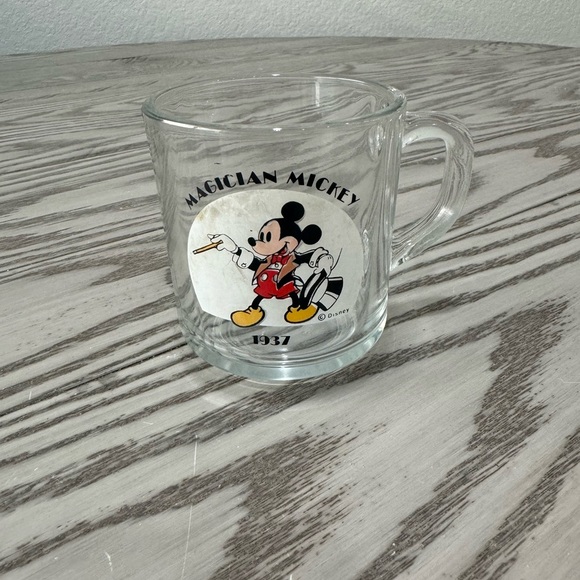 Vintage Anchor Hocking Magician Mickey Mouse 1937 Replica Souvenir Clear Mug - Picture 1 of 6